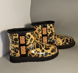 UGG Clear Mini Panther Animal Print Winter Waterproof Boots Size 7 EUC